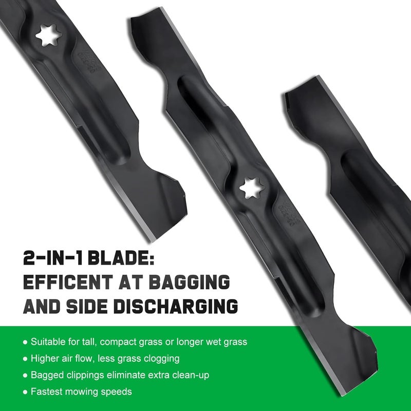 Grasscool 942-04053C Mower Blades for MTD Cub Cadet Troy Bilt 50" Deck Zero Turn Riding Mower Lawn Tractor Replace 742-04056 942-04056 (6 Point Star Mounting Hole) - Image 4